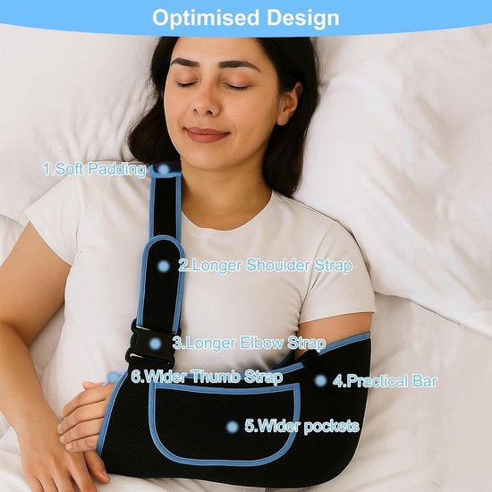 Verstelbare schouderband voor arm sling, ademend mesh ondersteuning voor gebroken armen, schouderblessures en elleboogletsels — afbeelding 5