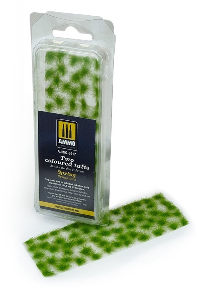 AMMO by Mig Jimenez Modelbouwdecoratie - MIG 8417 Two Coloured Tufts - Spring Kunstgroen