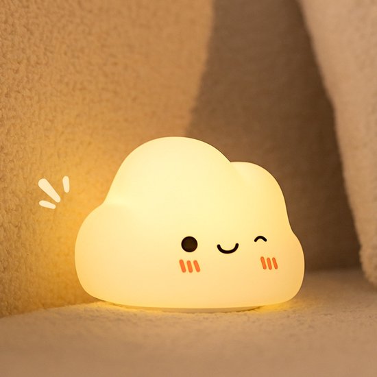 1 stuk-Nachtlampje in de vorm van een wolk-Verlichting voor de babykamer-Oplaadbaar nachtlampje voor baby's-Aan/uit door aan te tikken-Sfeerverlichting-Siliconen nachtlampje-5 helderheidsniveaus-Timer van 30 minuten-Slaapmaatje-Wit — afbeelding 2