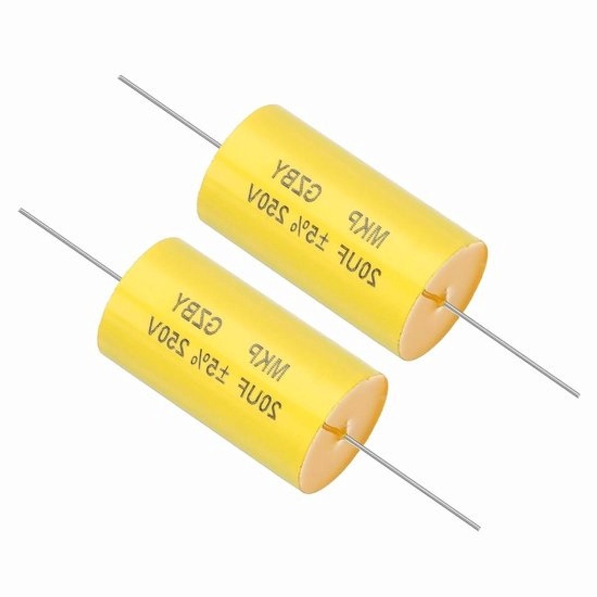 Filmcondensator - Audiocomponent - Voor audio-crossover - Hoge spanning - 20 uf - 250V - Geel