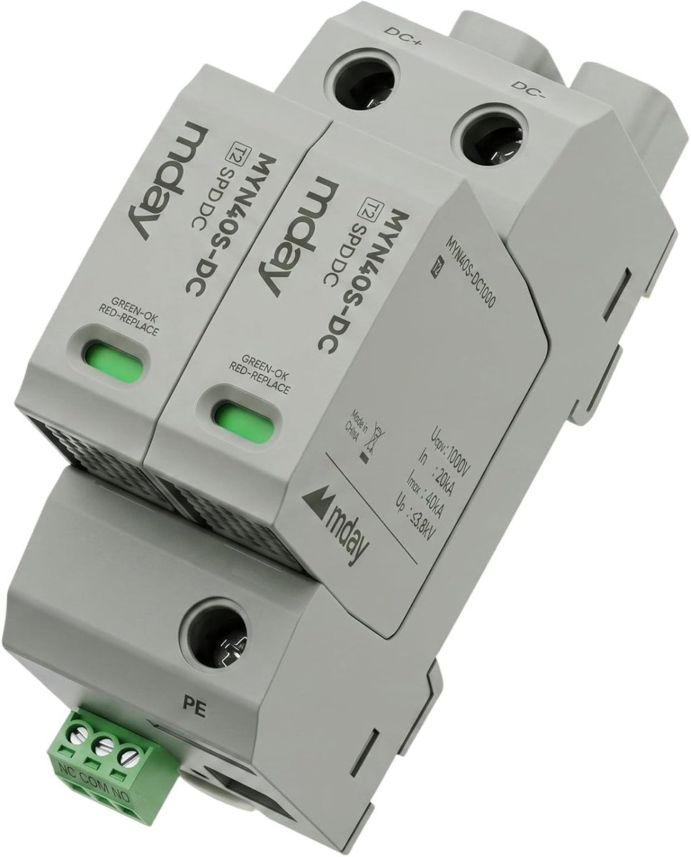 Wengart Overspanningsbeveiliging PV DC 1000 V 2P voor zelfverbruikers en elektriciens, voorkomt het raken van omvormer - ShopVlot