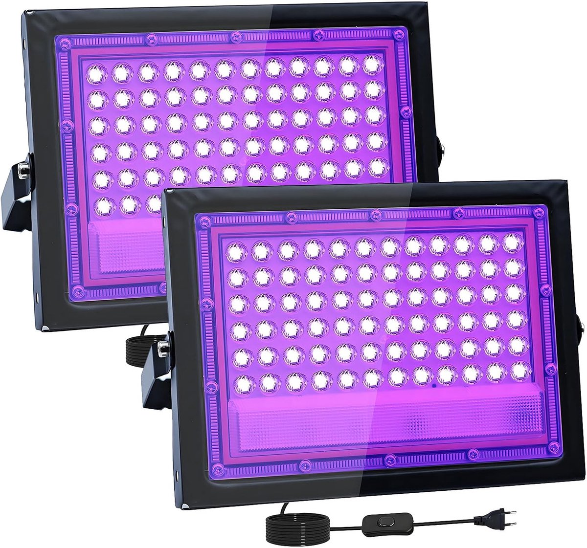 2pcs 50W UV LED Blacklight, IP66 Waterproof UV Floodlight, 395-400nm LED Black Light, Blacklight Led With Switch for - ShopVlot