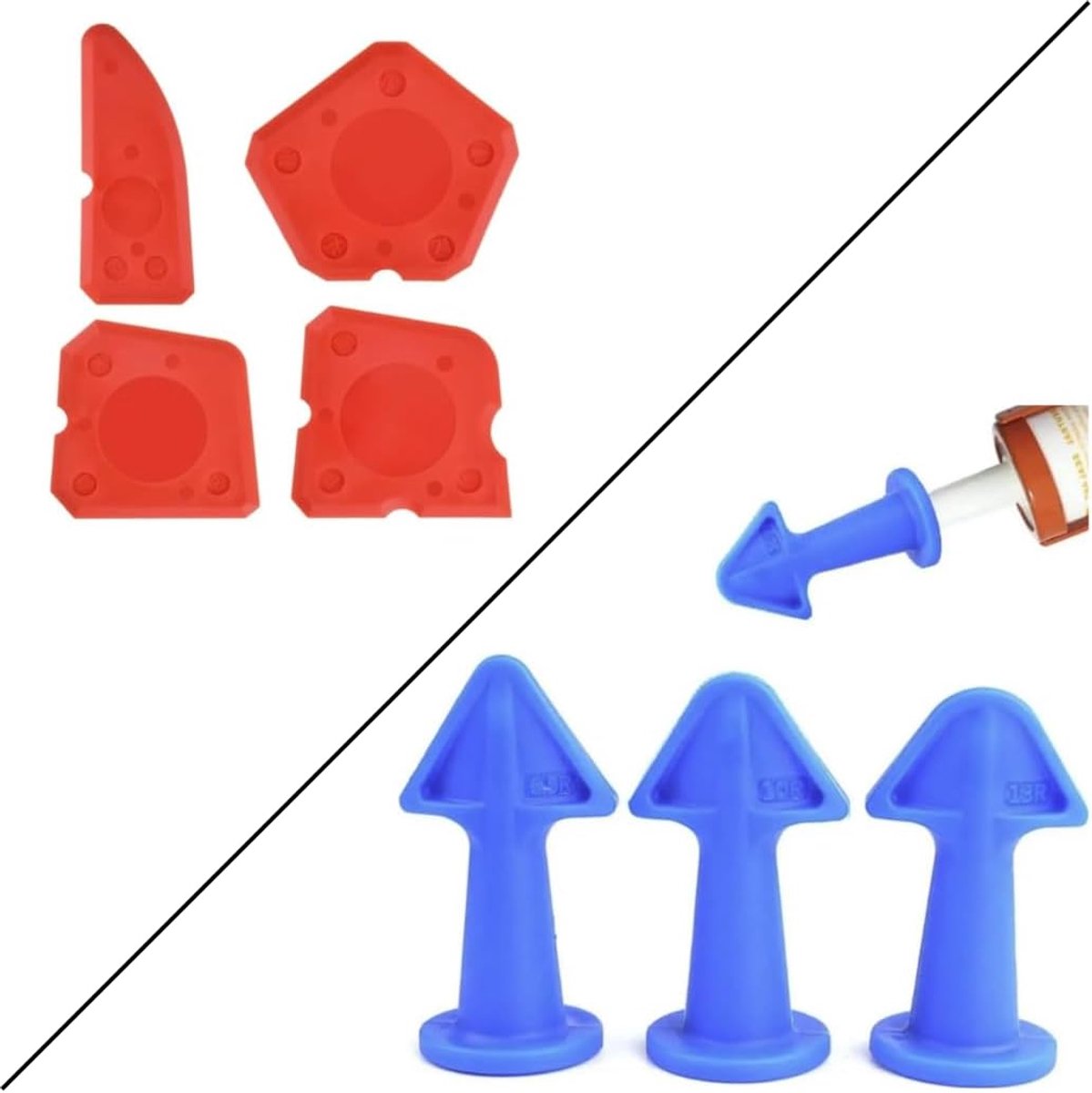 KEYU Set of silicone scraper and nozzles, joint spatula, silicone remover, nozzles for silicone cartridges (spatula - ShopVlot
