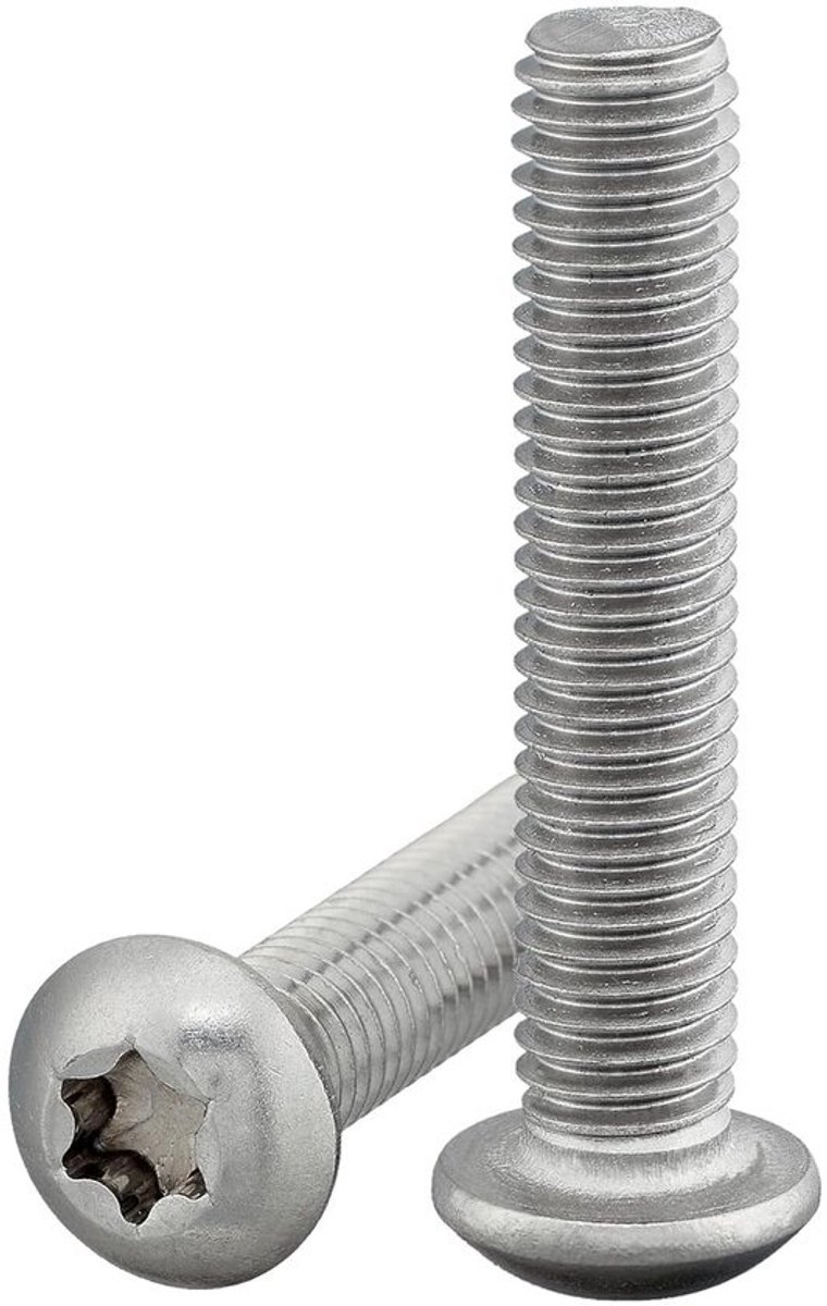 Inbusschroef met lenskop en zeskantige Torx (ISR, TX) volgens norm ISO 7380-1 - Roestvrij staal A2 V2A - Volledig schroefdraad - ShopVlot