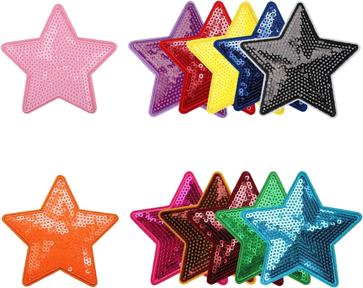 Pailletten Volle Sterren Strijkpatches, Ster Strijk Applicaties, Strijkafbeeldingen voor Kindermode, Volwassenenmode en Creatieve DIY Projecten