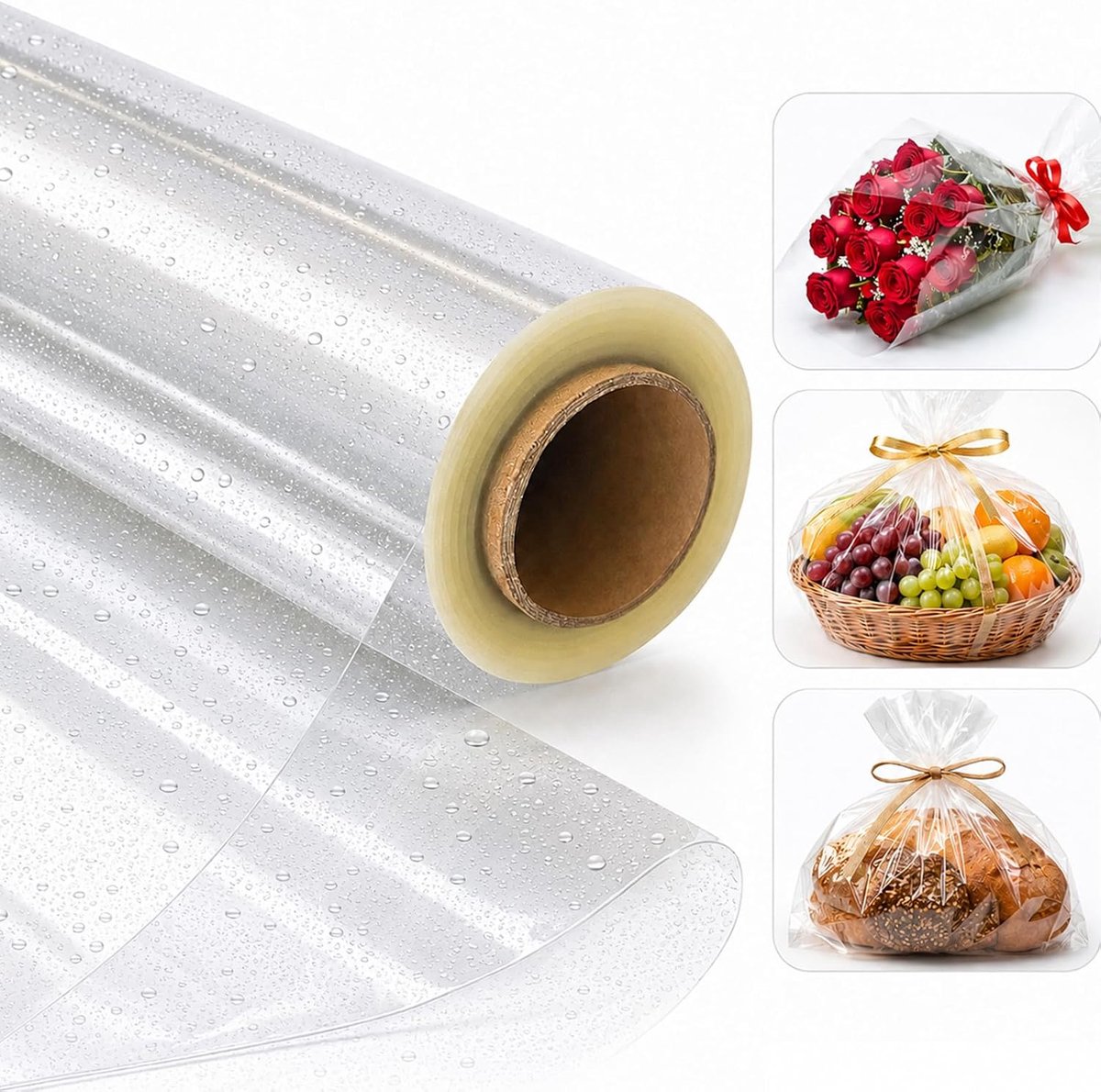 Cadeaufolie, transparant, 86 cm x 30 m, 3 mil cellofaan cadeaufolie