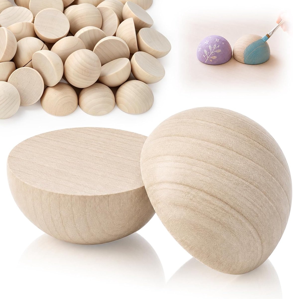 250 stuks halfronde houten kralen, 20 mm, natuurlijke halfronde