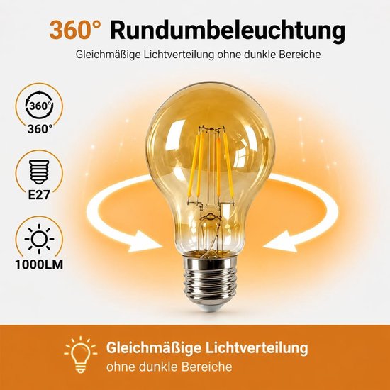 LED Lamp E27 10W 2300K Warmwit 1000LM, 5 stuks — afbeelding 3
