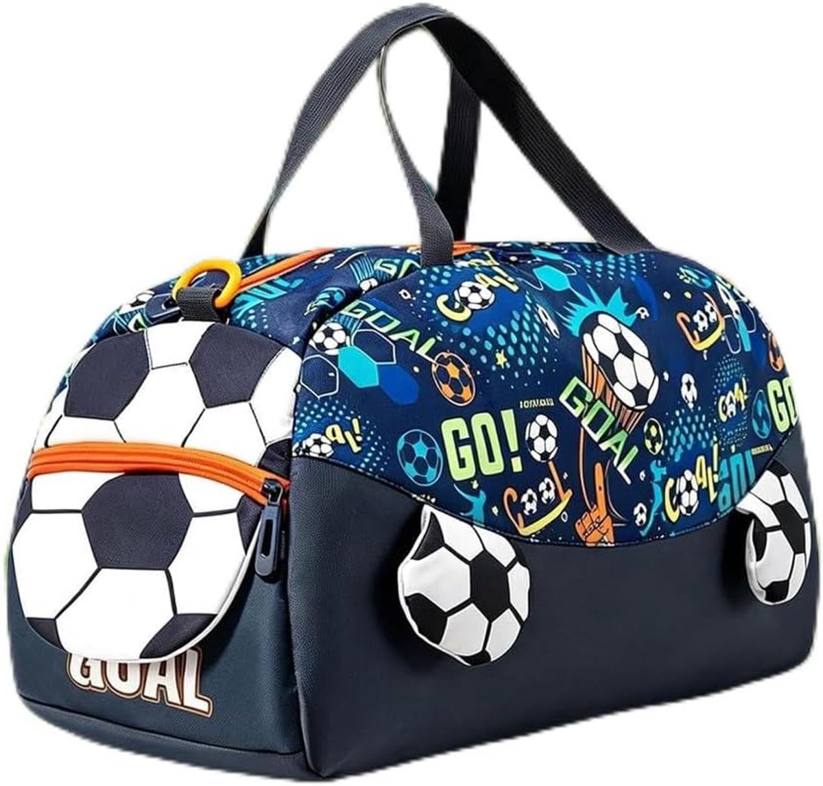 Sporttas voor kinderen, zwemtas, blauw, voetbal, weekendtas, sporttas voor jongens en meisjes, met verstelbare schouderriem, voetbaltas, fitnesstas voor reizen, school, sport, fitness