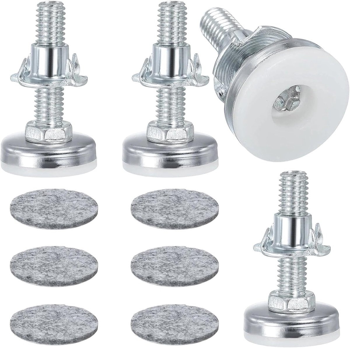 4 stuks in hoogte verstelbare meubelpoten, M10 × 38 mm poten voor meubels, zilverwitte meubelpoten, verstelbaar, met - ShopVlot