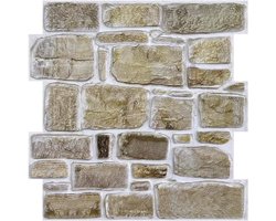 Commomy Pack of 10 3D Wall Panels Self-Adhesive Stone Look 30 x 30 cm Wall Cladding, Self-Adhesive Stone Look - ShopVlot