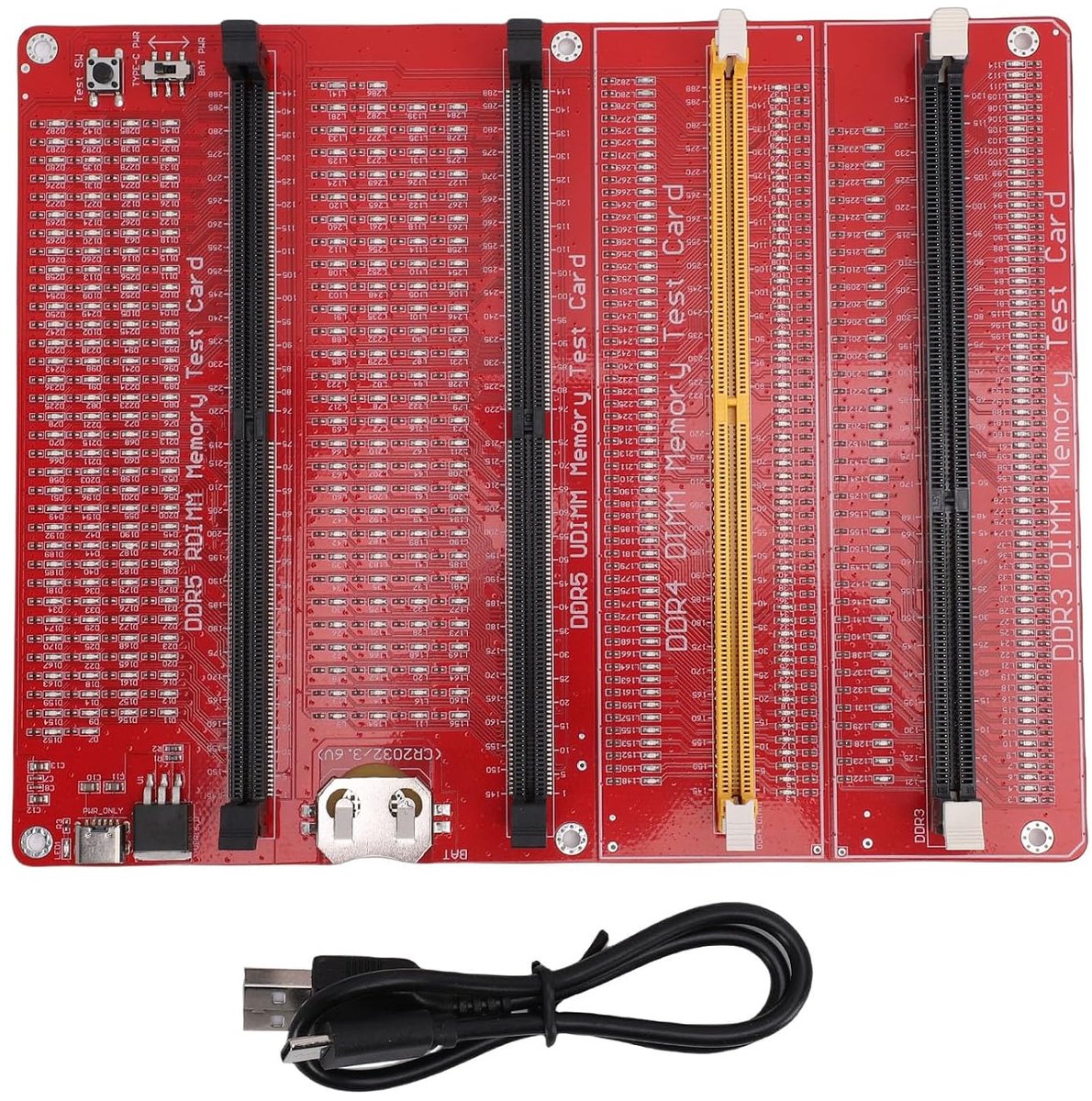 RAM geheugen testkaart 4-in-1 - DDR3 DDR4 DDR5 server - LED indicator - ideaal voor geheugenhardware testen - SnelShoppen