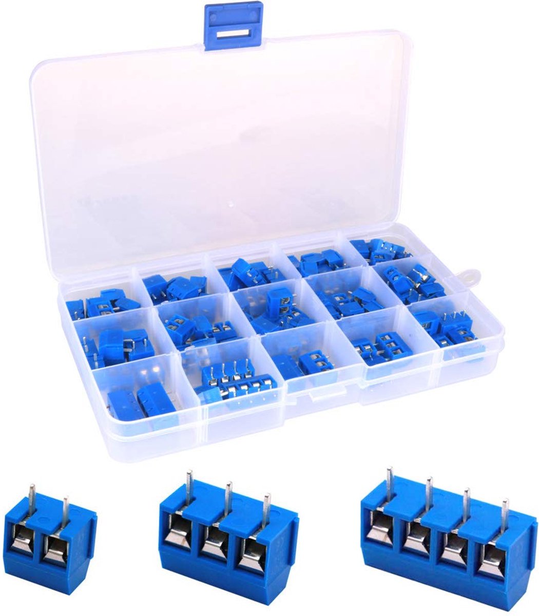 PCB schroefterminal blok 5mm - 2/3/4 pin - blauw - ideaal voor elektrische verbindingen - ShopVlot