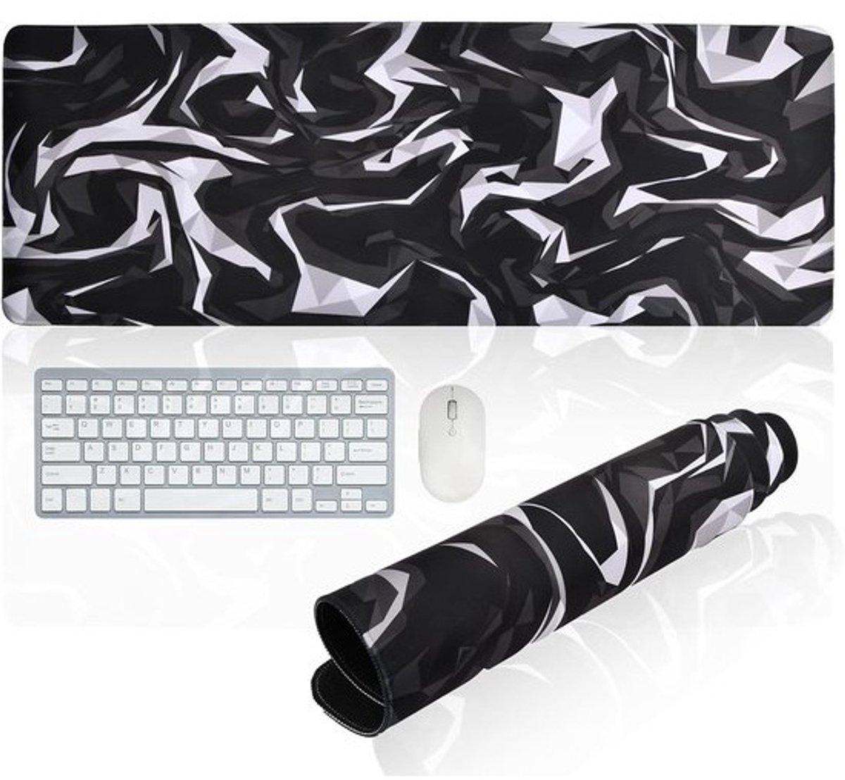 800 x 300 mm grote gaming-muismat - genaaide randen - zwart