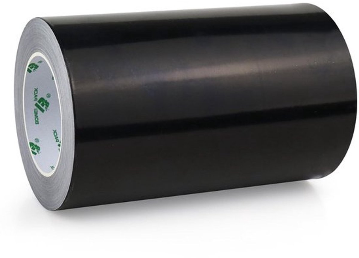 Zwarte aluminium plakband 200 mm x 50 m - zelfklevende, water- en warmtebestendige tape
