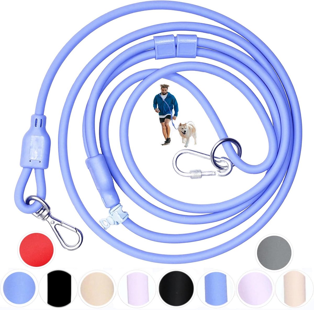 9-in-1 Handsfree Antitrek Dog Leash Blue Large Dogs - Waist/Crossbody Adjustable, Waterproof, Anti Pull - ShopVlot