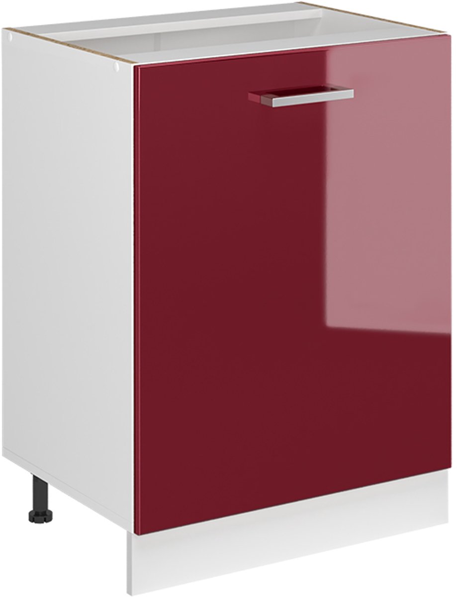 Vicco Keukenonderkast R-Line, Rode hoogglans/Wit, 60 cm met 1 deur zonder werkblad