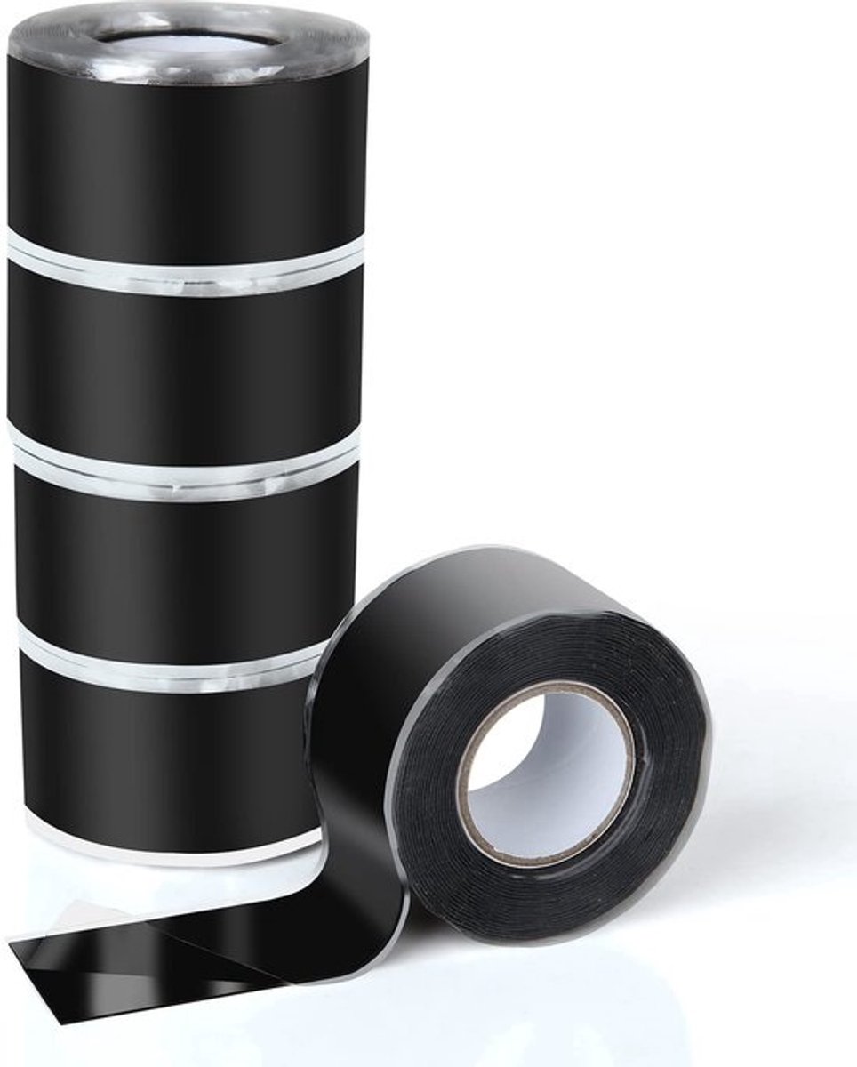 Solidchoice - Dailygoody - Zelfdichtende siliconenband - Waterdichte tape - 5 rollen - 25 mm x 3 m - Isolatietape - Geschikt voor sanitair - Zwart