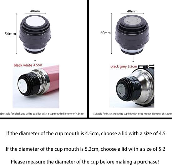 Vacuum Bottles with Lid, Universal Outdoor Cup, Can Cover, Insulated Cup, Lid Accessories (5cm, Black Grey) - ShopVlot — afbeelding 4