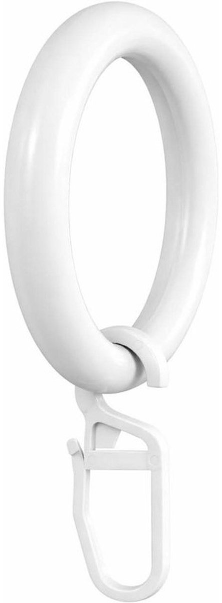 Gordijnringhaak - 2-in-1-oplossing - Gordijnen ophangen - Geïntegreerde clip - Binnen 41 mm - Wit