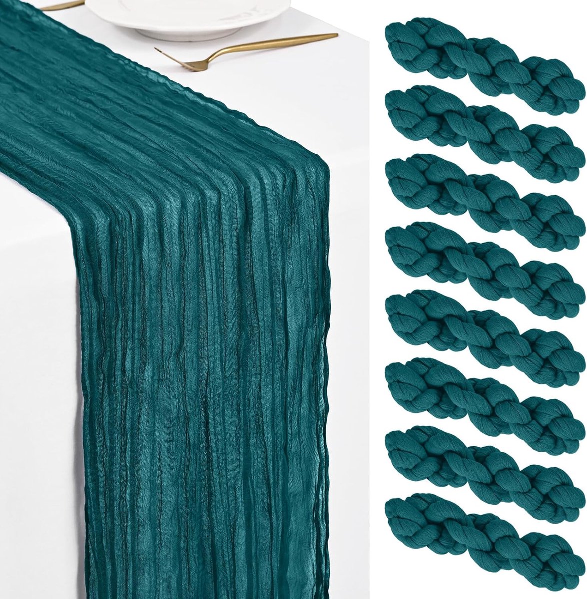 8 Pack Wintertaling Kaasdoek Tafelloper 45x275cm Boho Gaas Kaasdoek Tafelloper Wasbaar Romantische Rustieke Tafeldecoratie Voor Bruiloft Feest Verjaardag Vakantiehuis