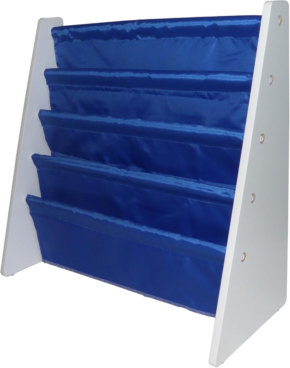 Kids Boekenplank Boek Opslag 4 Tier Blauw Kids Boekenkast Kleurrijke Stof Sling Planken Met Gemakkelijke Boektoegang Voor Kinderen Boeken Blauw Kleur Childrens Boekenkast Perfect Voor Kinderen