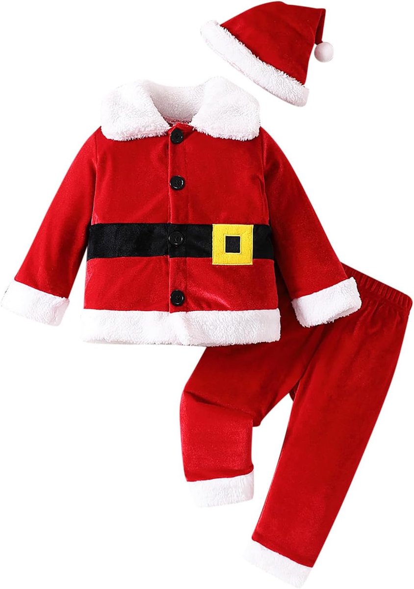 Pasgeborenen jongens meisjes Santa fleece outdoor kleding warme cosplay top broek hoed set outfits kostuum