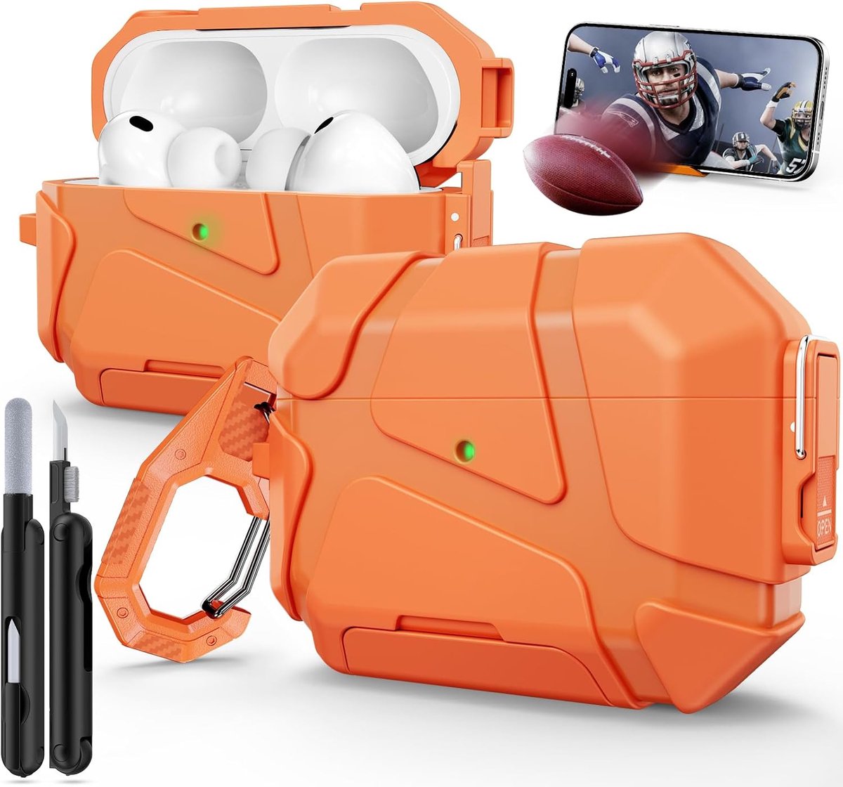 Voor AirPods Pro 3 Hoes met veiligheidssluiting, Orange