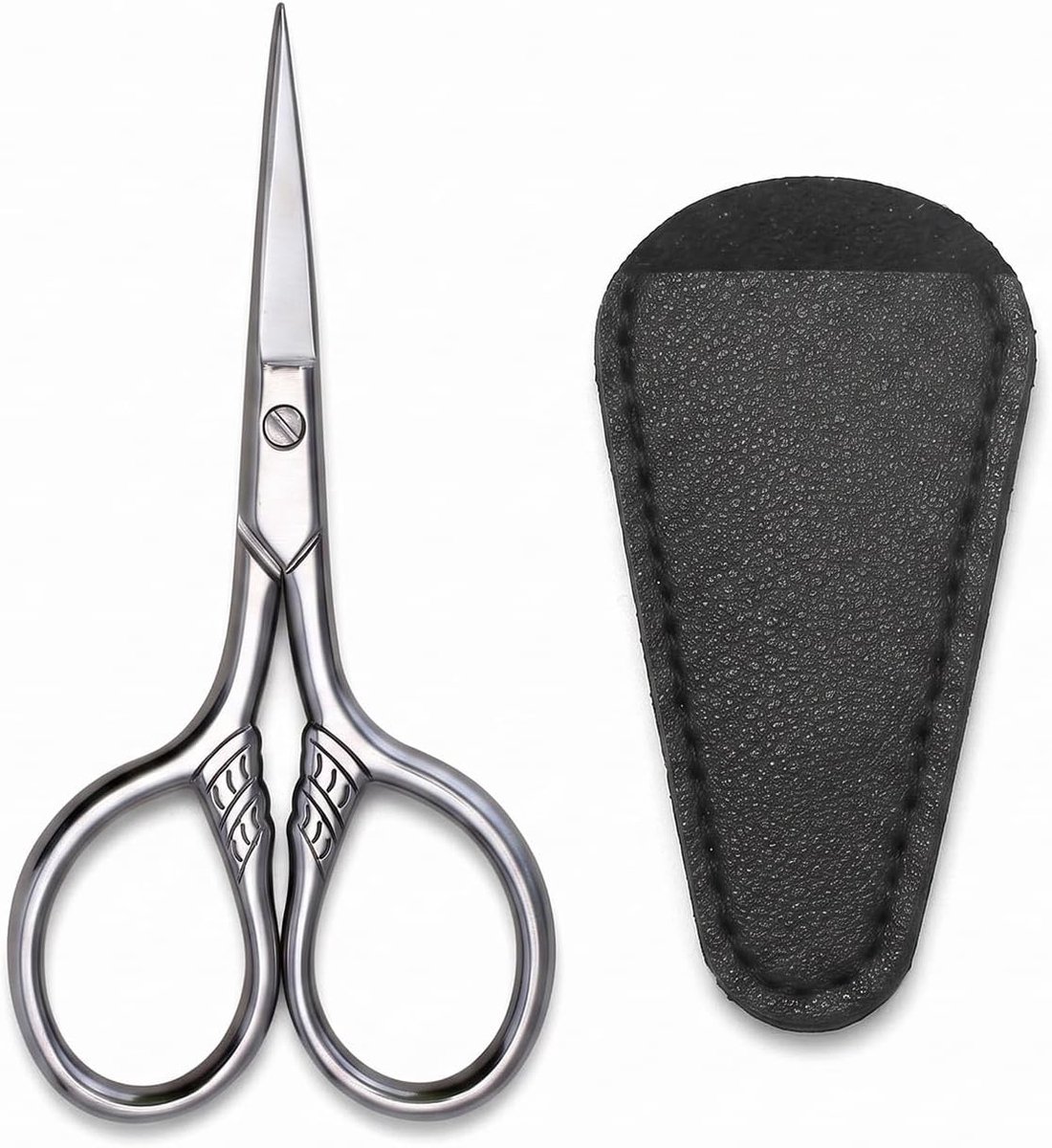Baardschaar voor heren met leren tas, professionele snorschaar van roestvrij staal, nauwkeurige baardverzorging voor heren, scherp en duurzaam, ideaal voor baardtrimmer en kapper, stijlvol