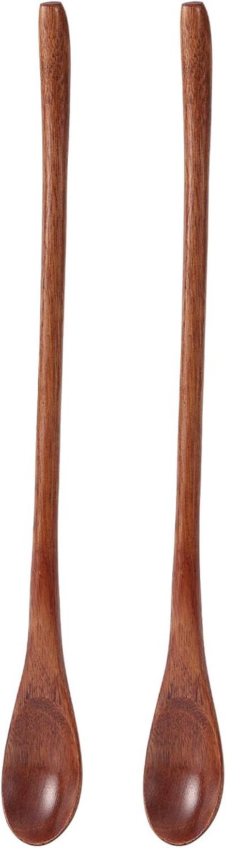 2 Stuks Lange Houten Lepels, 23,5cm Lange Steel Houten Honinglepel voor Het Eten Mengen Roeren van Honing Koffie Thee en Soep Kookgerei voor Thuis Keuken en Restaurant