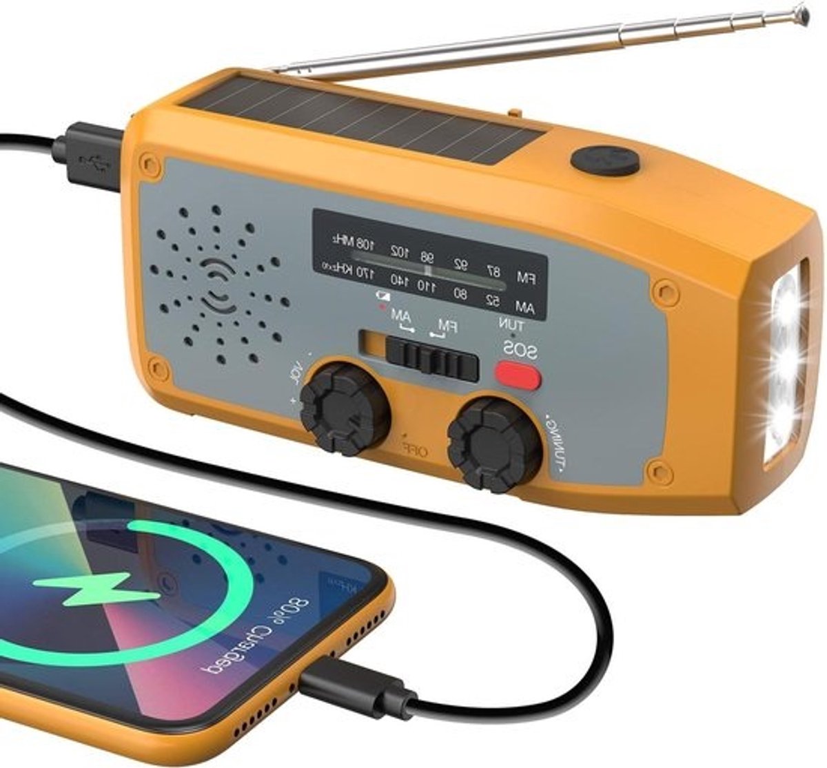 Noodradio - Noodpakket - oorlog - Draagbare radio - Powerbank - zonne-energie - Transistorradio - Buitenradio