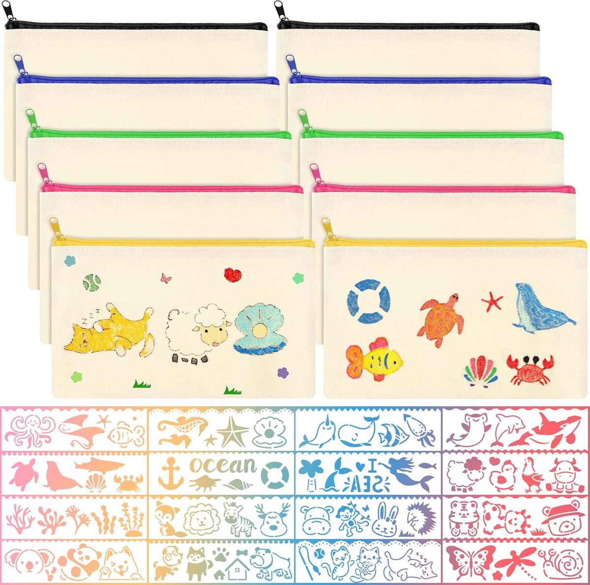 SnelShoppen - 10 Stuks DIY Lege Stoffen Tassen, Reis Toilettas, Tarpaulin Cosmetica Tas 21 x 12 cm, Perfect voor Cadeaus en Creatieve Projecten