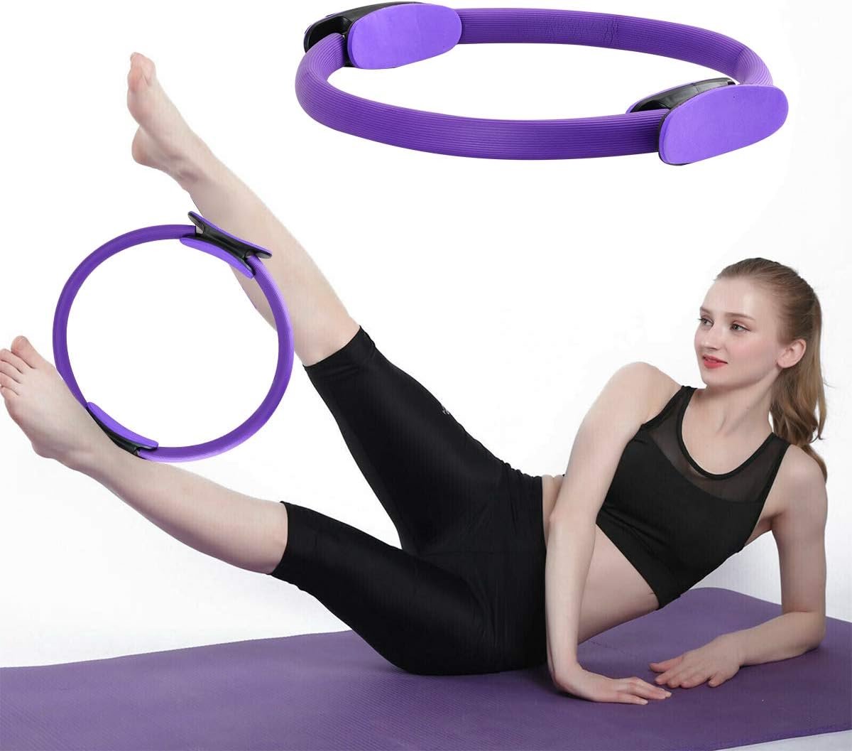PROVO Pilates Ring, Pilates Circle, Resistance Ring with 3 Yoga Straps, Yoga Ring with Double Grip for Pilates, for - ShopVlot