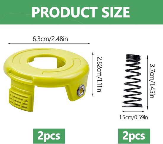 Vervangende Graskanttrimmer Spoelcover met 2 Caps en 2 Veertjes voor Diverse Modellen, Ideaal voor Tuinonderhoud en Graskanten Trimmen — afbeelding 4
