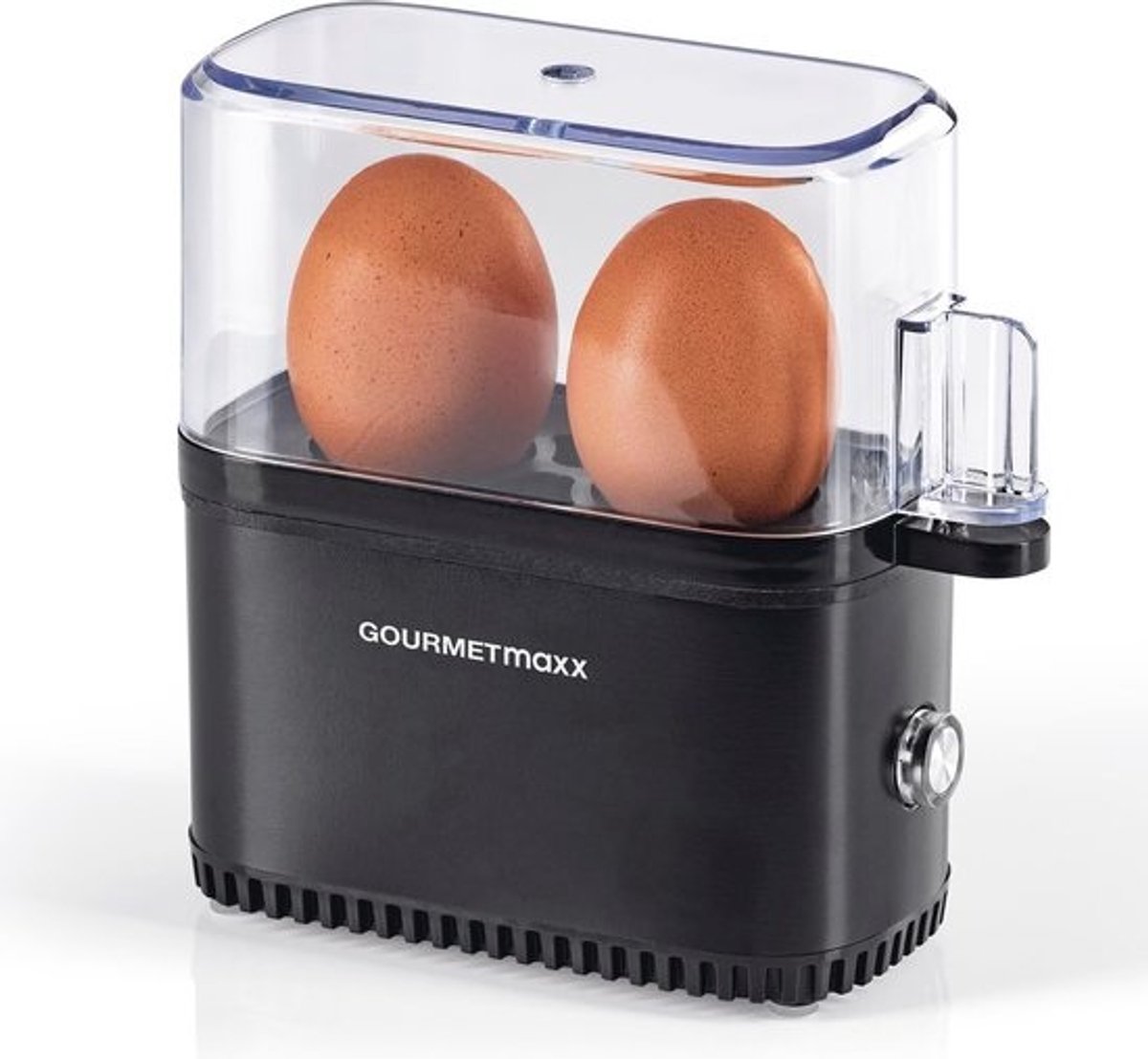 Eierkoker voor 2 eieren - Elektrische, energiebesparende eierkoker - voor perfecte ontbijteieren met maatbeker en eierprikker - compact design, BPA-vrij, zwart