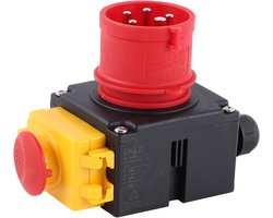 Schakelaar-stekkercombinatie DZ08-3 400V met faseomkeerschakelaar en U-uitschakeling, KEDU KOA7 apparaatschakelaar - ShopVlot