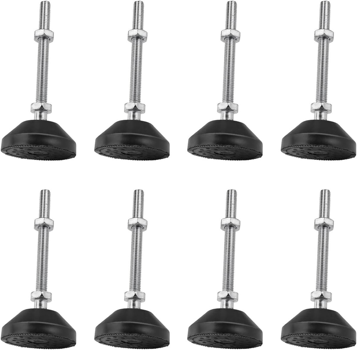 8 Stuks Verstelbare Draadniveau Voeten, M8×50mm Meubelpoten, Ronde Vernikkelde Schroeven voor Meubels en Fitnessapparatuur