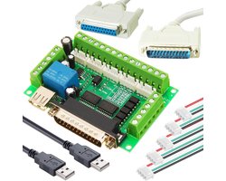 CNC-Breakout-Board 5-Achsen-CNC-Schrittmotor-cutting machine breakout-board Mach3 with XH2.54 4P cable double USB - ShopVlot