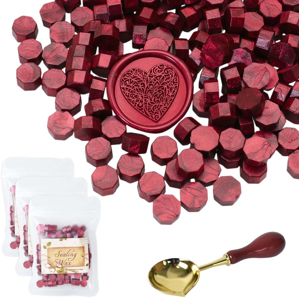Sealing wax beads 300 stuks - octagon 9 mm - premium rood - perfect voor brieven en uitnodigingen - ShopVlot