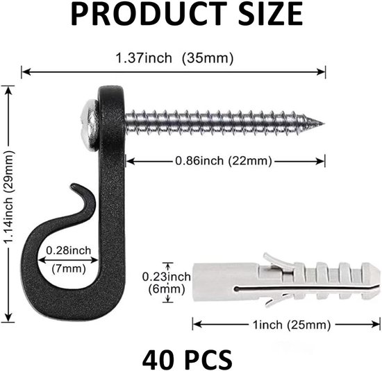 40 Pcs Hooks Screw Indoor Lights,Christmas Light Hooks,Screws Wall Hooks,Outdoor Screw Hooks Plants,Hook Screw Garden - ShopVlot — afbeelding 2