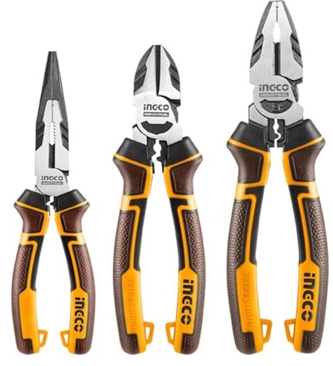 Hoge hefboom tangen set - 8" combinatietang, 7" diagonale snijtang en 6" lange neustang