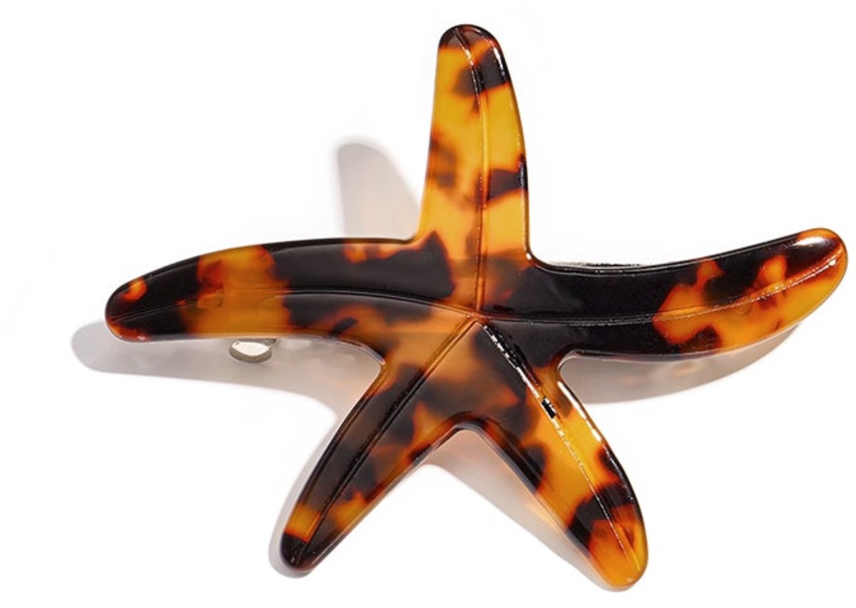 Haarclips met zeestermotief, dagelijkse accessoires van imitatieacetaat. - Bruin