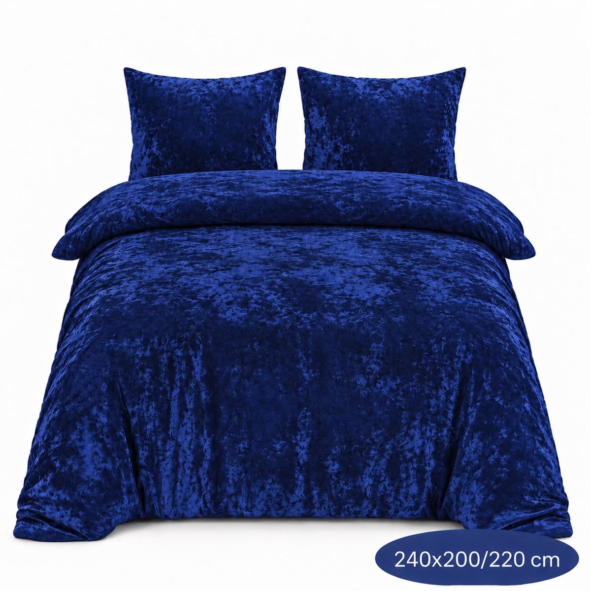 Roden Blue - Crushed Velvet Dekbedovertrek - 240x200/220 - Tweepersoons - Blauw - Luxe Velours - Extra Zacht - Incl. 2 Kussenslopen
