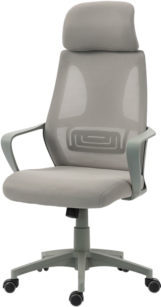 Bureaustoel 64×55×116-126 cm grijs metaal, computerstoel, schrijfstoel, bureaustoel, leesstoel, fauteuil, stevig en duurzaam, eenvoudig design, praktisch en mooi, geschikt voor studeerkamer en kantoor