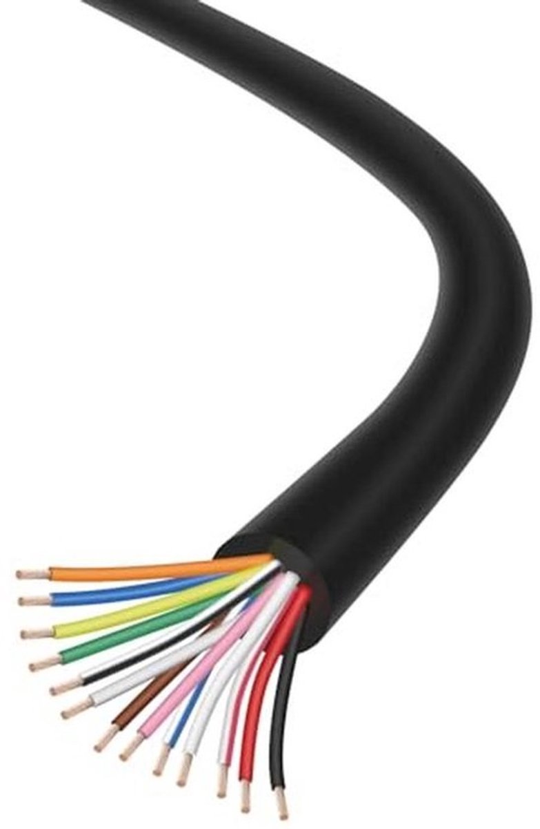 Zwarte 13-aderige autokabel - 3 meter - 0,5 mm² meerwielige aanhangerkabel - voor voertuigen, camping en industrie