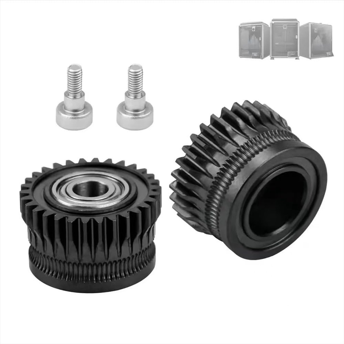 2 stuks motorextruder voor K1 Max extrudertandwiel, vernikkeld gehard staal gegalvaniseerde 3D-printeraandrijving, extrudertandwiel voor Creality K1 / K1 Max / K1C extruder