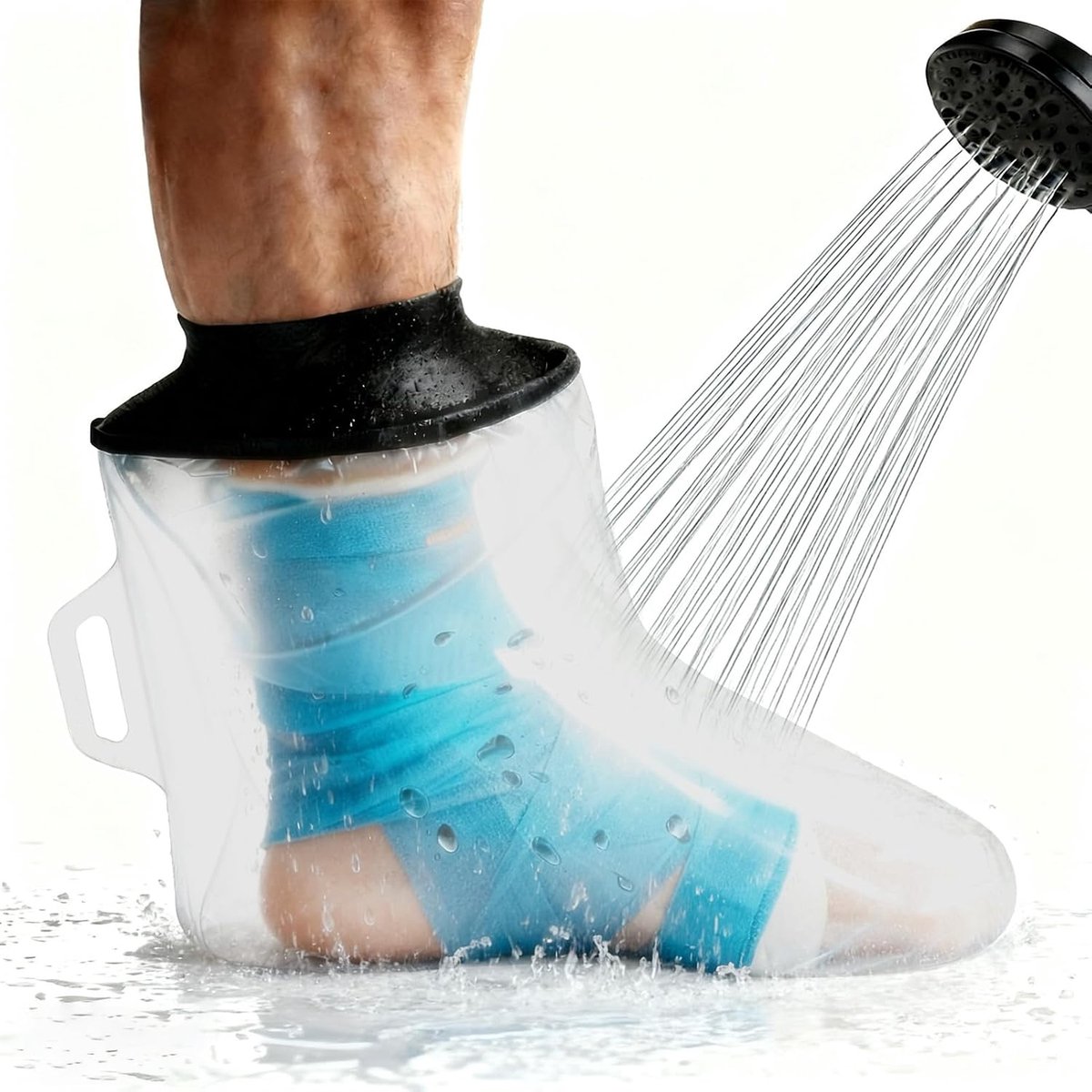 Douchehoes voor douchen en baden, 100% dicht en herbruikbaar, waterdichte gipsafdekking voor voet, huidvriendelijk, gemakkelijk aan te brengen, bescherming voor gips, wonden en verbanden
