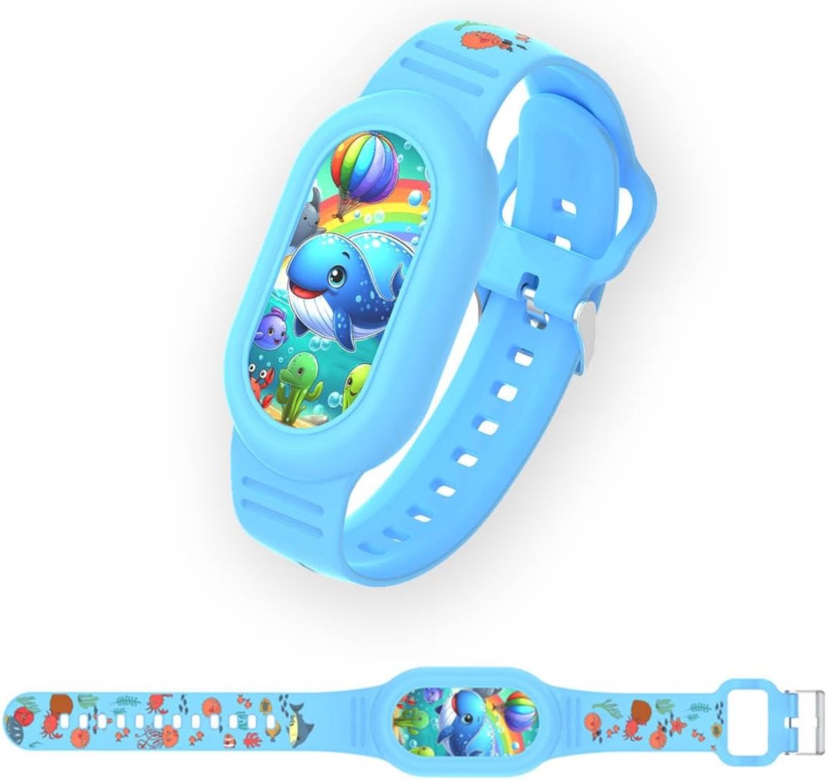 Armband compatibel met Galaxy SmartTag 2, siliconen cartoon armbandhouder, waterdichte hoes voor kinderen en ouderen (walvis)