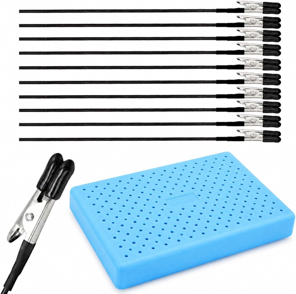 Modelschildergereedschap, standaard en krokodillenklem en klemhulzen, spuitverf, verfstandaard, staartklemmen voor hobby-modellering, 10 stuks clips (zwart, blauw)