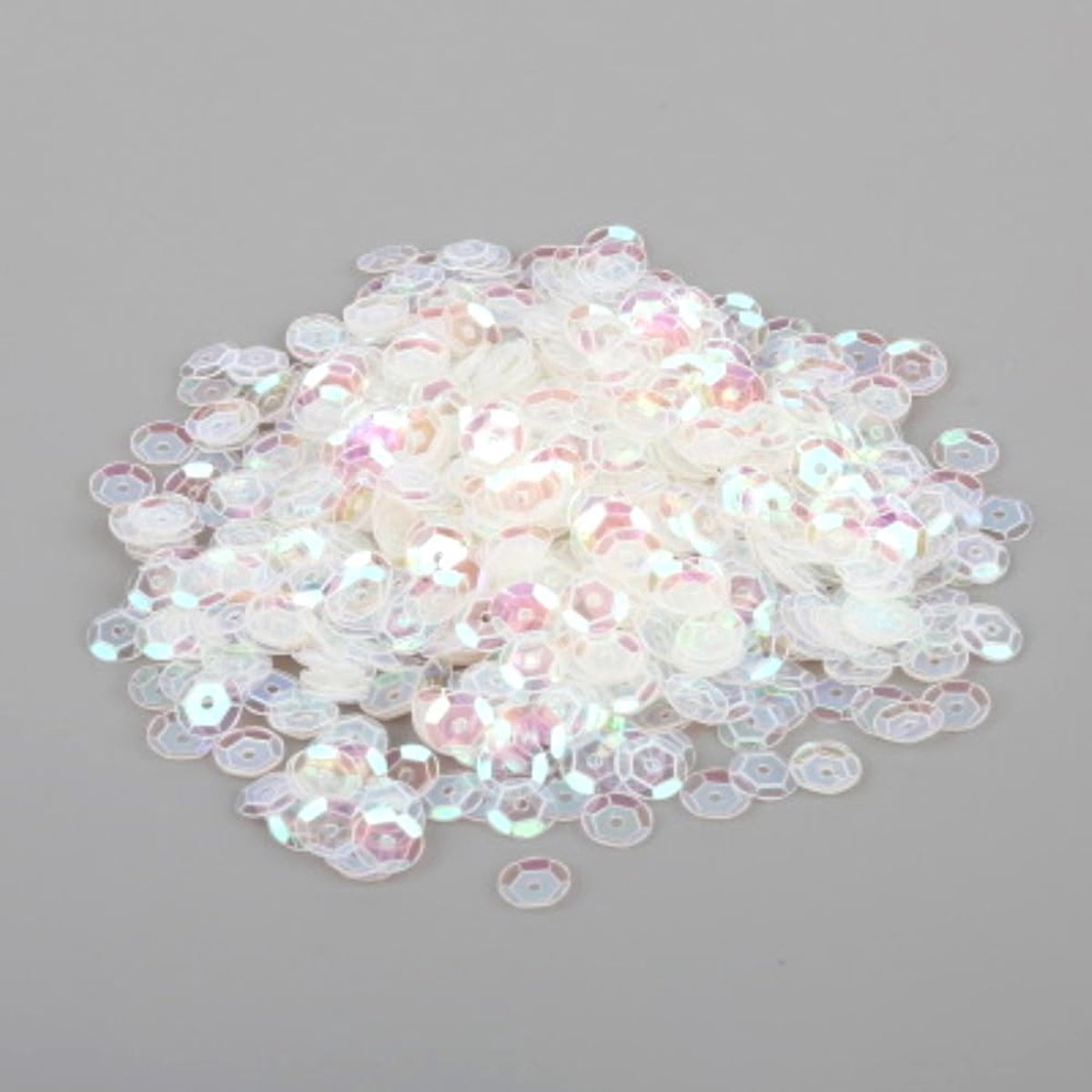 Pailletten met gat, diameter 6 mm, voor knutselen, naaien, doe-het-zelf, kunsthandwerk, nagelkunst, het maken van sieraden, kledingdecoratie - Wit A